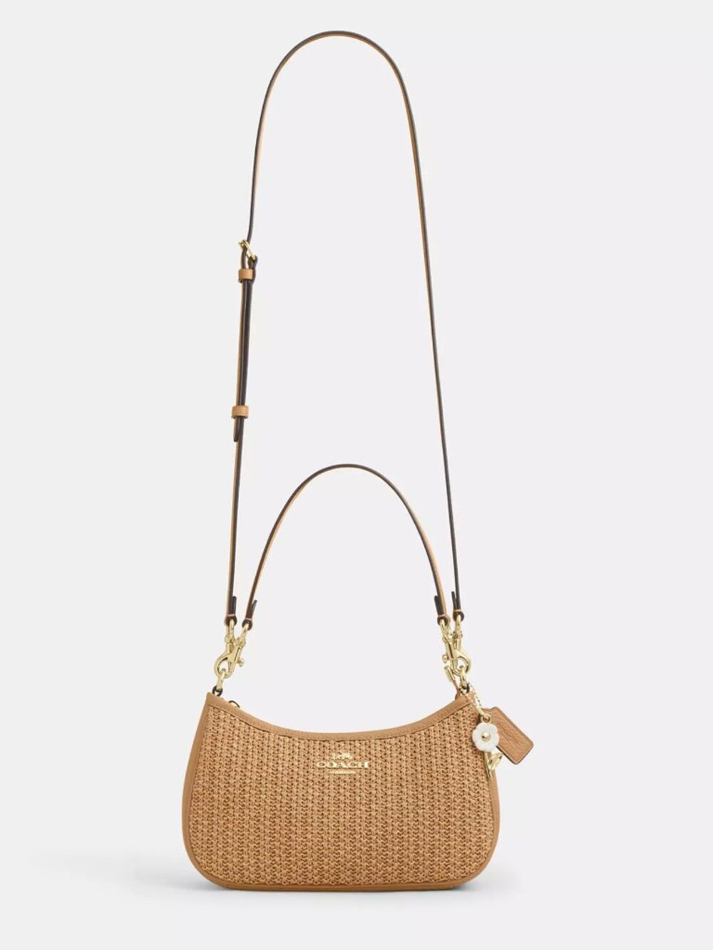 COACH CEC43 Teri Shoulder Bag With Charm straw/Im/Toast Leather *SEALED* - Picture 14 of 14